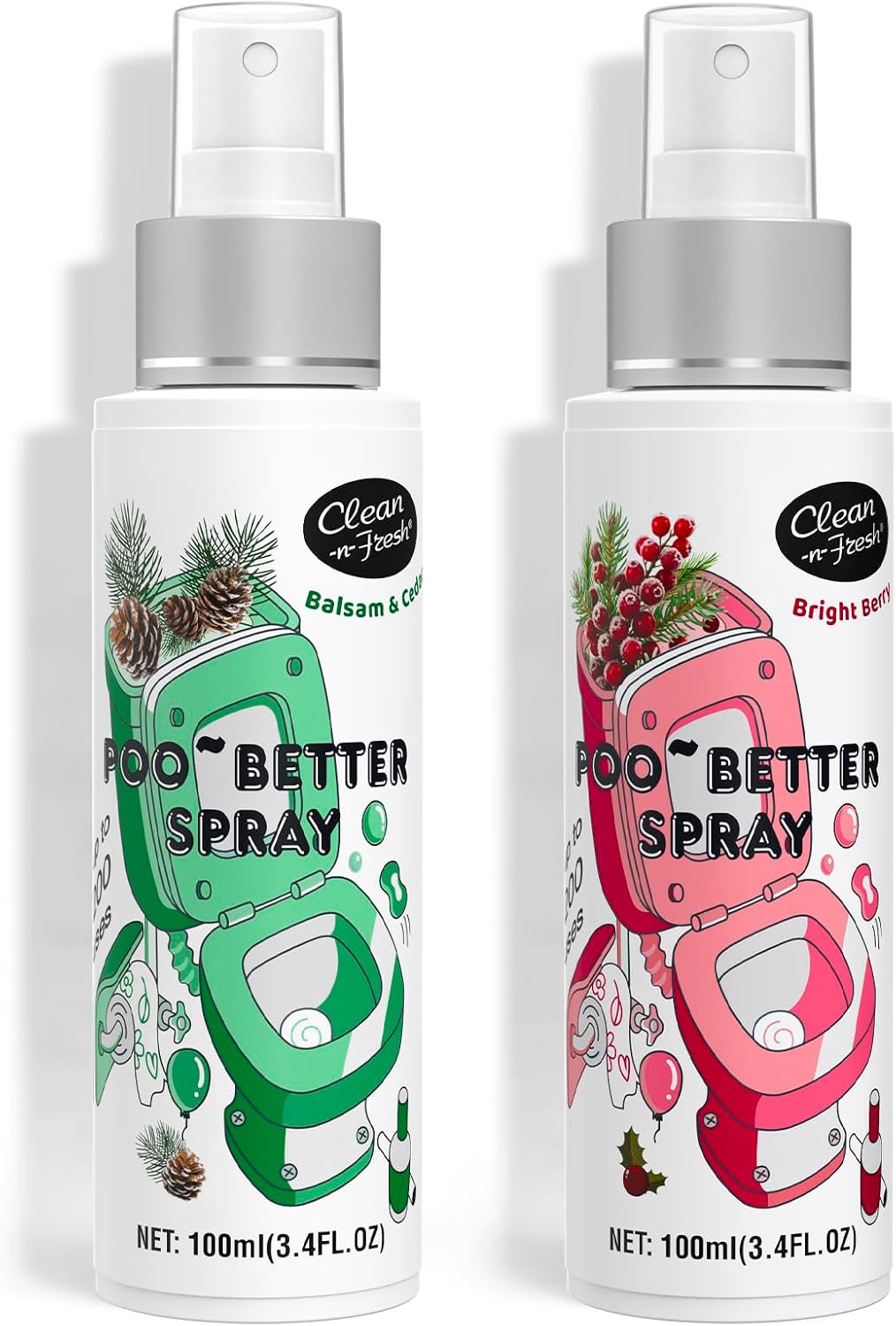 Clean-n-Fresh Toilet Spray, 6.8 Fl.oz Poo Spray | Up to 400+ Uses, 100% Natural Plant Essential Oil Citrus Scent, Bathroom Deodorizer