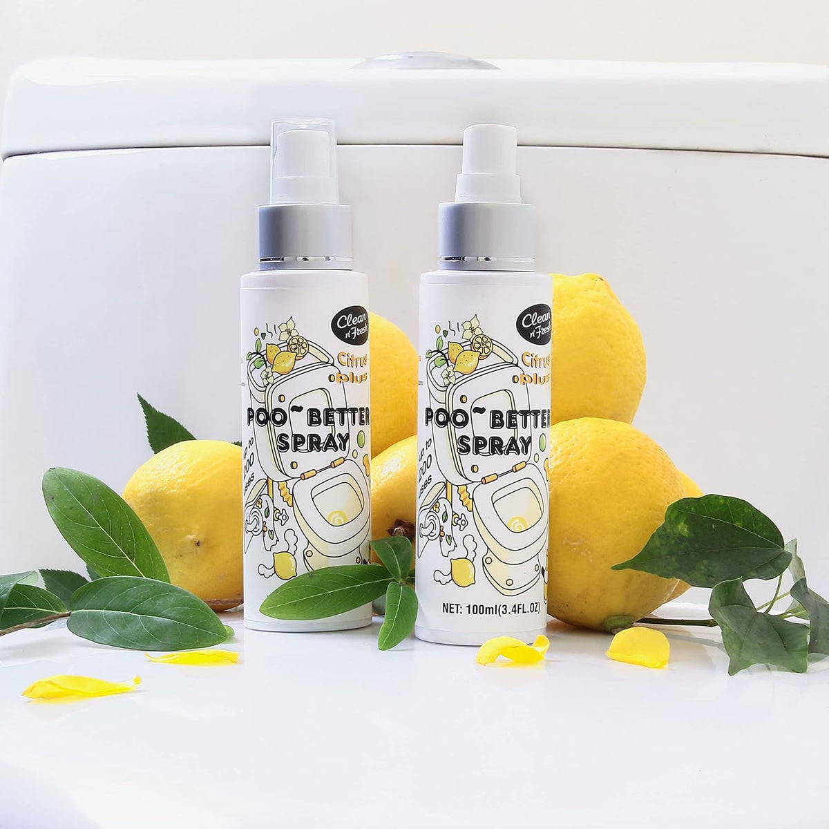 Clean-n-Fresh Toilet Spray, 6.8 Fl.oz Poo Spray | Up to 400+ Uses, 100% Natural Plant Essential Oil Citrus Scent, Bathroom Deodorizer